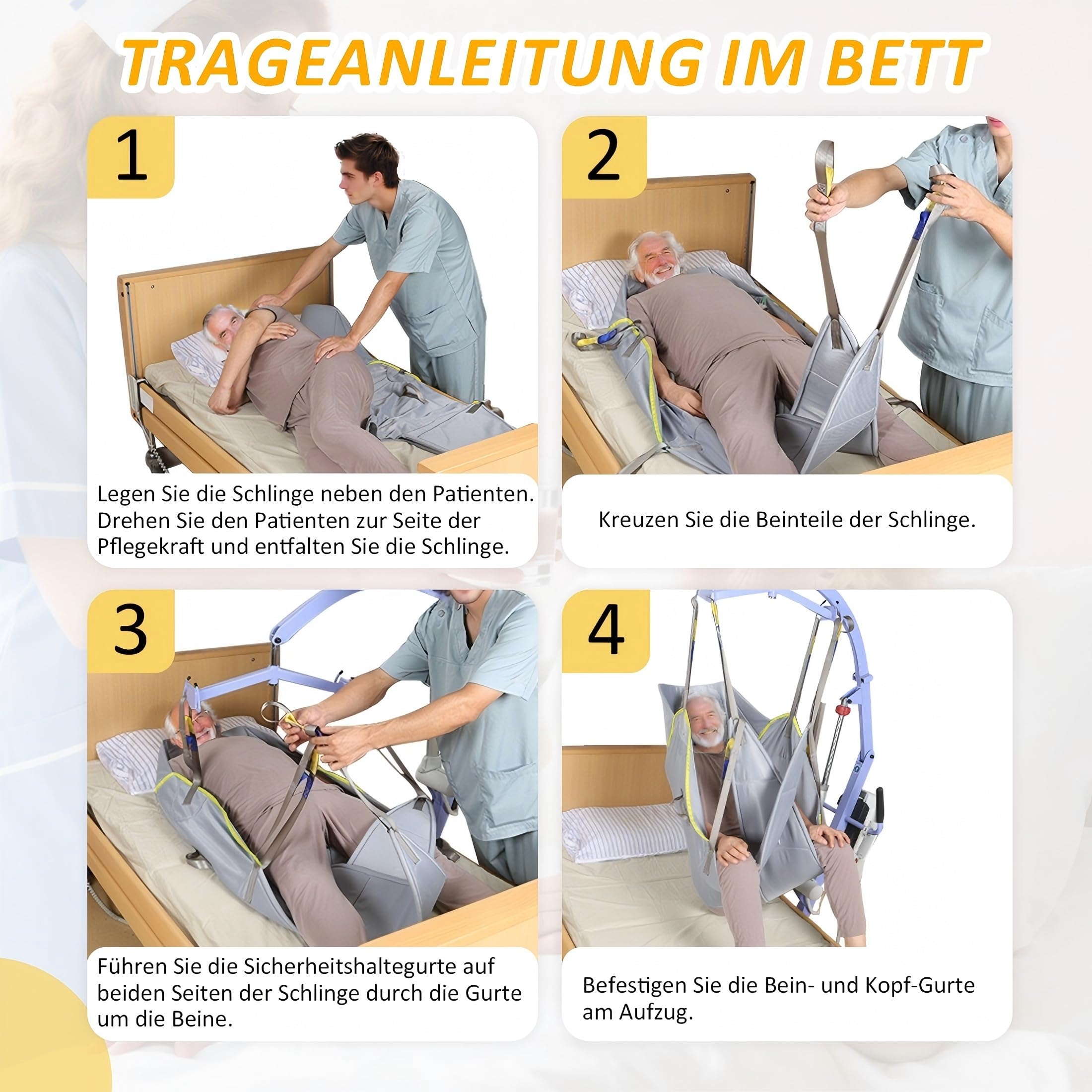 Sangle Lève-Personne Corps Complet avec Appui-Tête, Harnais de Transfert en Maille Respirante, Rembourré et Réglable, Compatible Fauteuil Roulant (L)