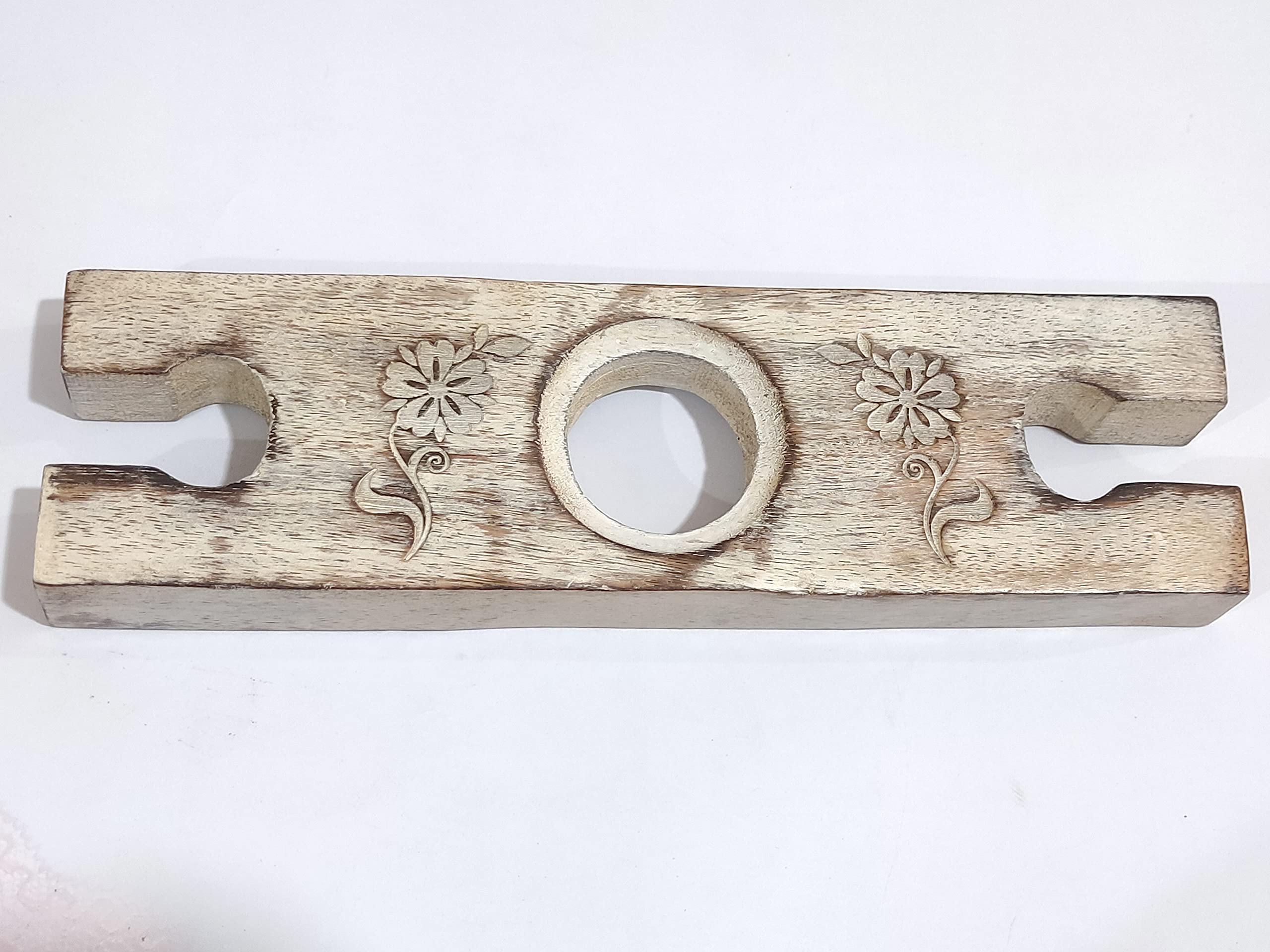 S.B Arts - Soporte para botella de vino y vidrio de color blanco hecho a mano, soporte de madera antigua para vino para dos copas y botella, bellamente hecho a mano, aspecto antiguo tradicionalmente