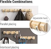 Vista 4 de Perchero de pared con 3 ganchos retráctiles, elegante, moderno, ahorro de espacio, perchero con ganchos plegables para colgar abrigos, sombreros