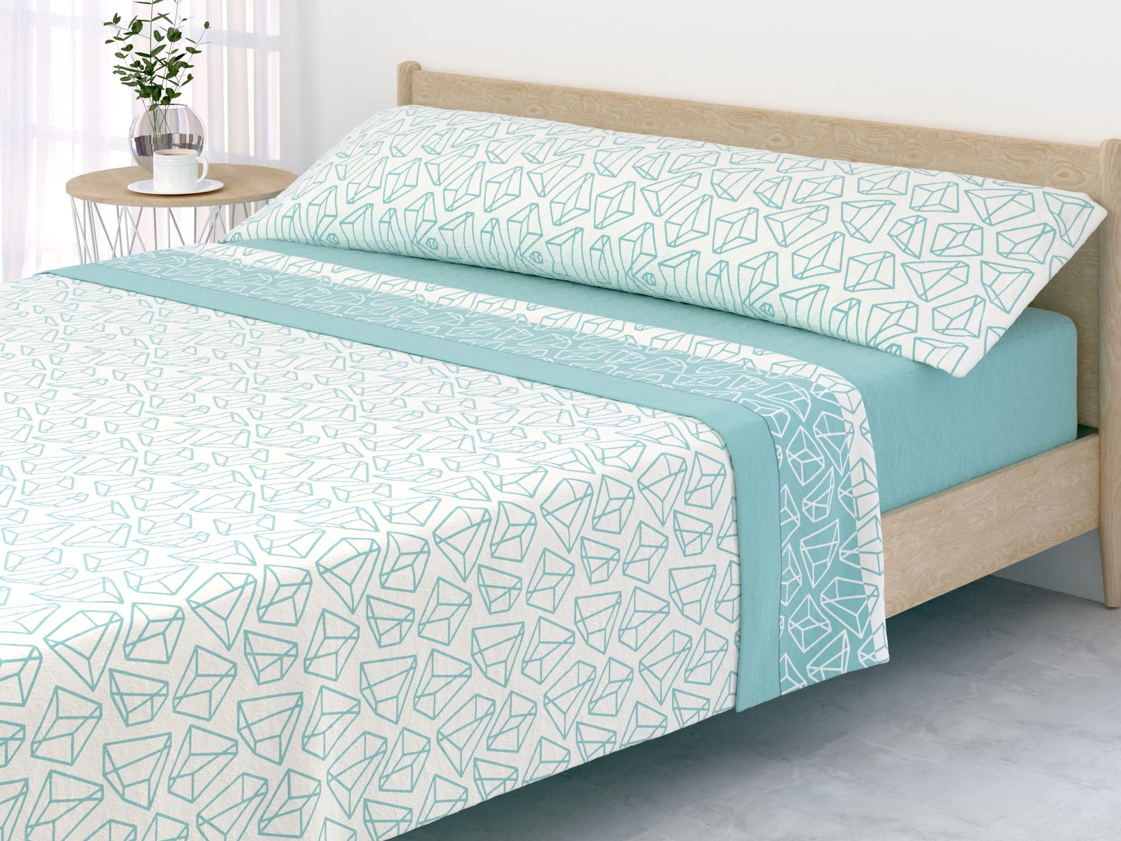 Victorio & Lucchino Juego de sábanas Coralina, térmica para Invierno, Tacto Suave - Modelo Alina (Aqua, Cama 150cm)