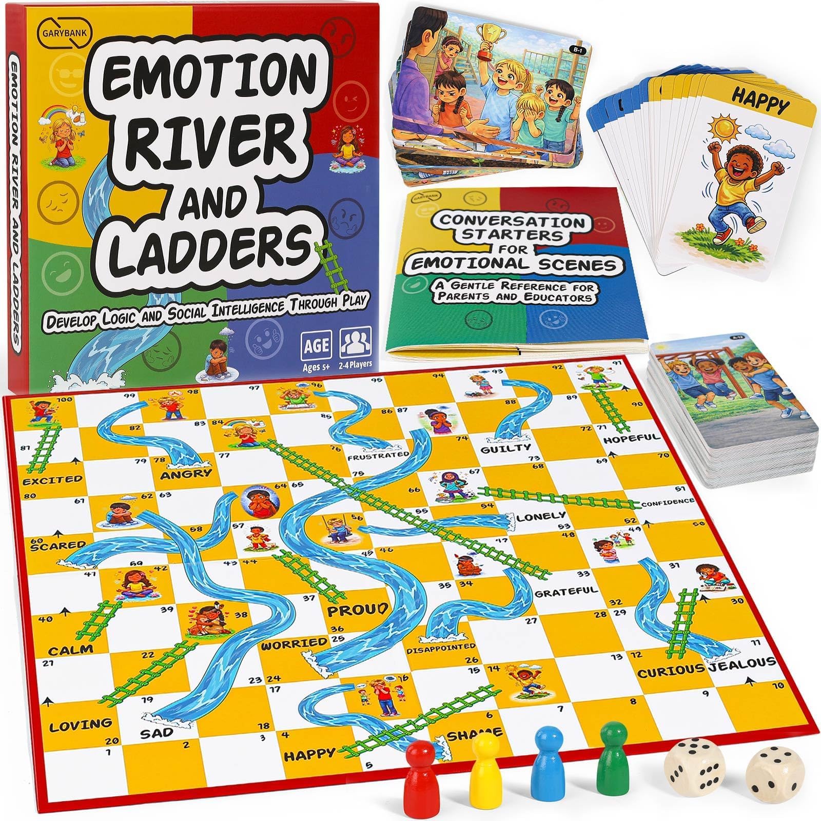 Garybank Social Emotional Skills Game for Kids - Emotion River and Ladders