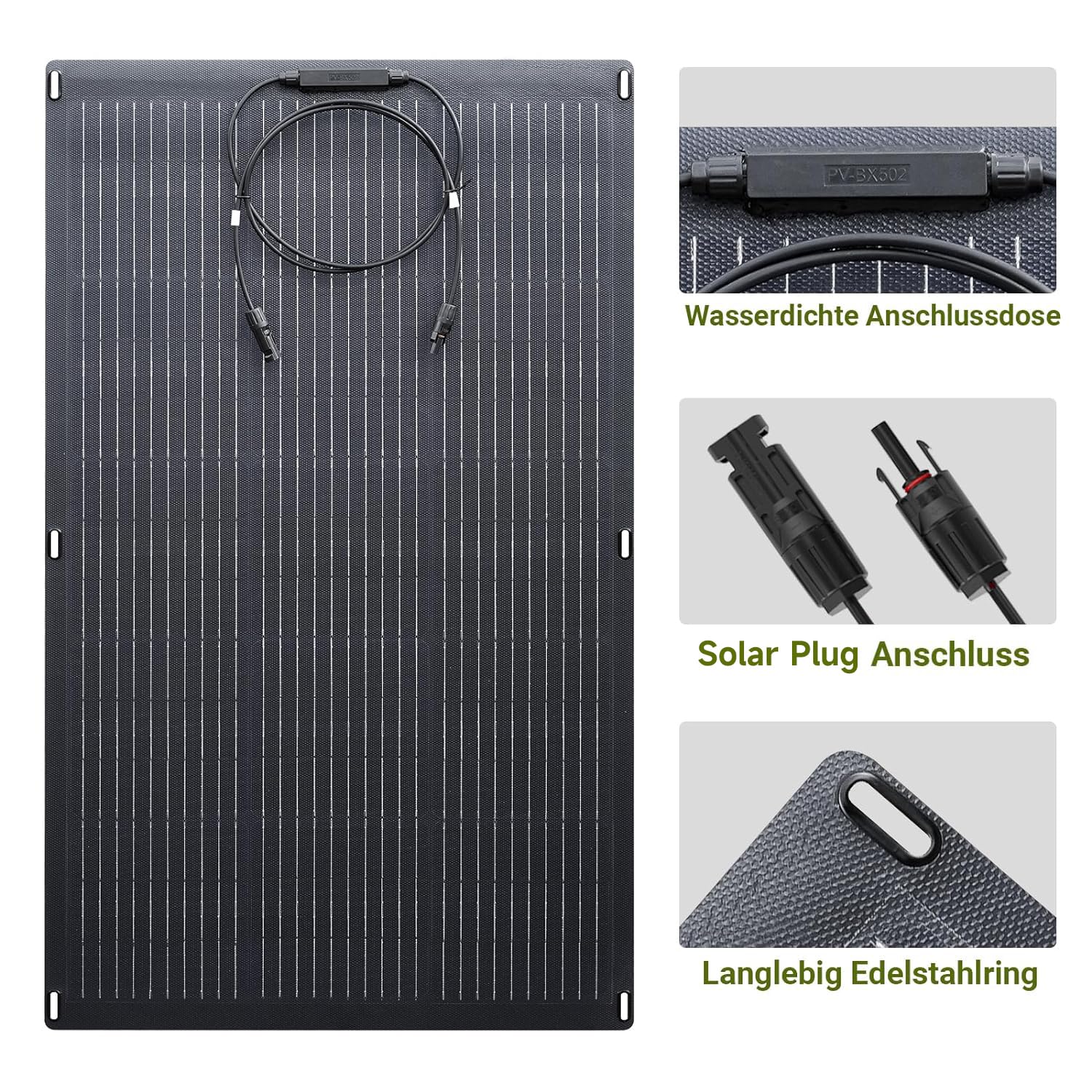 ALLPOWERS 2x 100W Flexibles Solar Panel SF100, Monokristallines Solarpanel IP68 Hocheffizient Solarmodul Solarzelle Photovoltaik Solarladegerät für Wohnmobil, Boote, Dächer, Camping