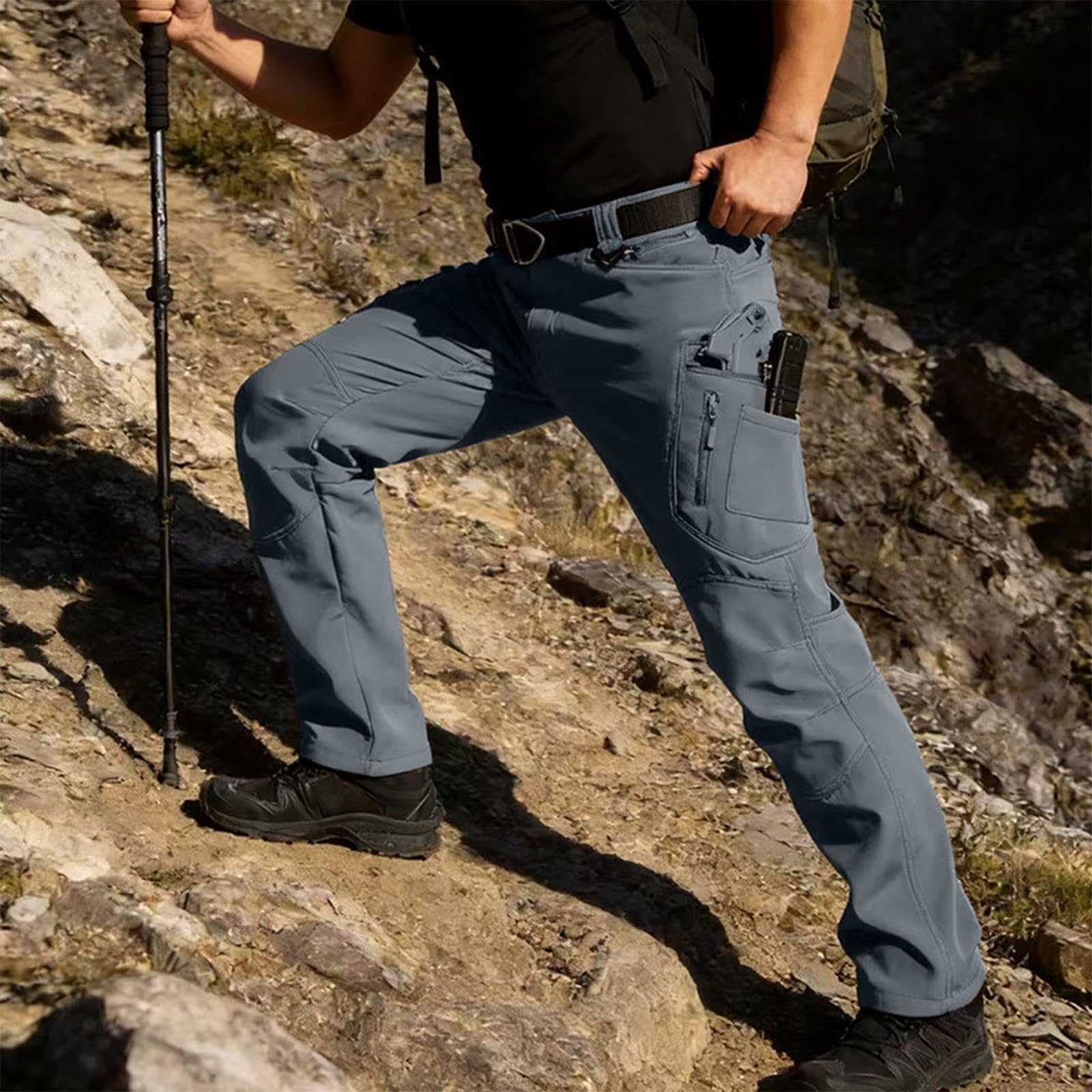 YRxUIAI Pantalon tactique pour homme d'été durable et robuste Pantalon de travail cargo léger Vêtement de travail multi-poches