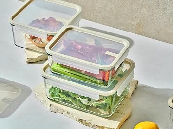 Glasslock Sens 24Pcs Glass Food Storage Set Airtight & Leakproof, 8 Different Sizes, Anti Slip Lid, Microwave & Oven Safe, Meal prep, Lunch Box, Nestable & Stackable, Pantry Storage
