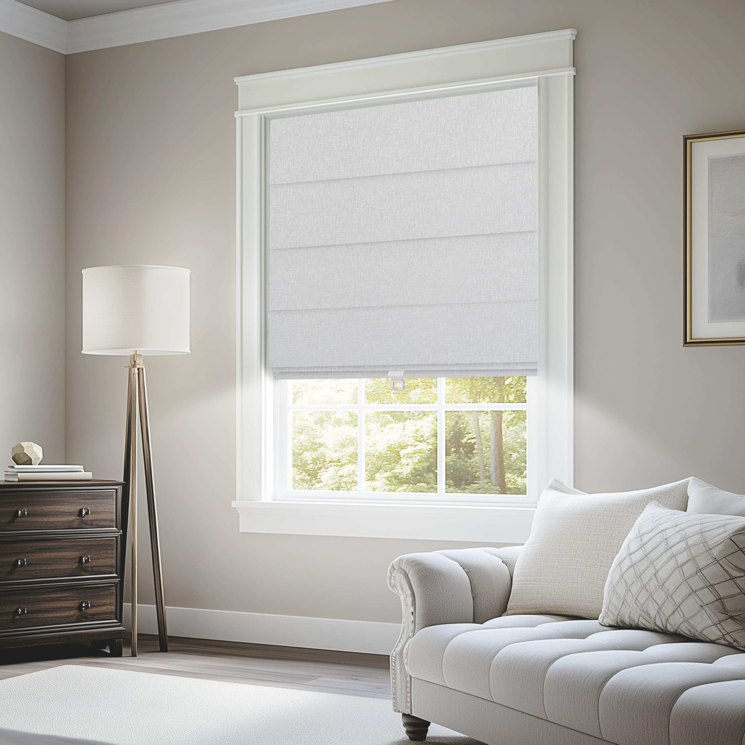 BERISSA Blackout Roman Shades for Windows Cordless,Jacquard Fabric Roman Blinds,Thermal Insulated Window Shades for Door Windows,Bedroom,Office,Easy