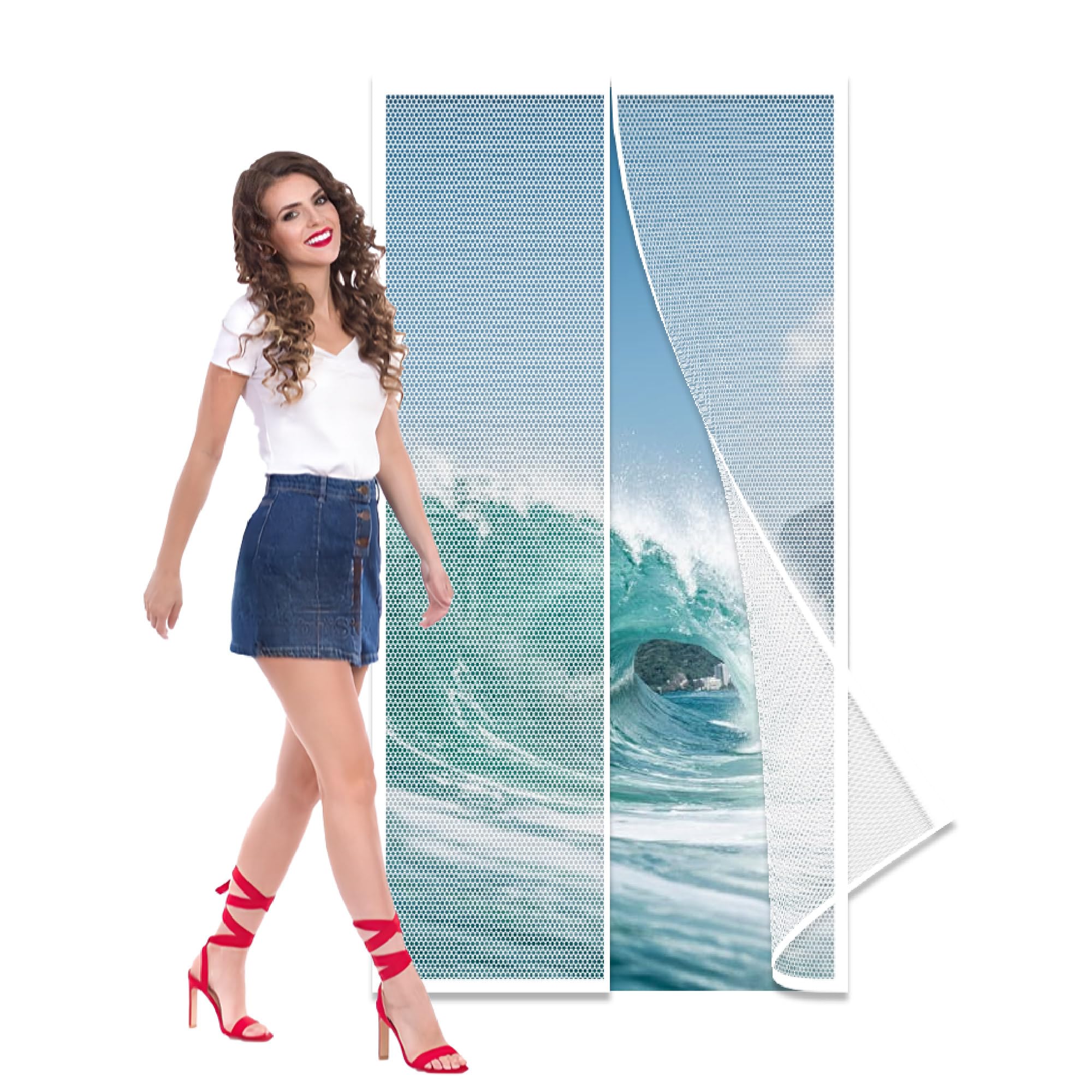 Moustiquaire magnétique blanche 116x233 cm avec fermeture automatique à maille ultra fine