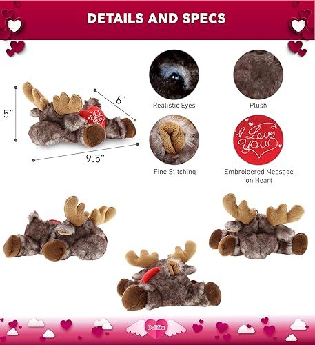 Miniatura 3 de DolliBu Peluche de San Valentín con alce mentiroso marrón con corazón rojo y nombre, regalo personalizado para el día de San Valentín, cumpleaños,