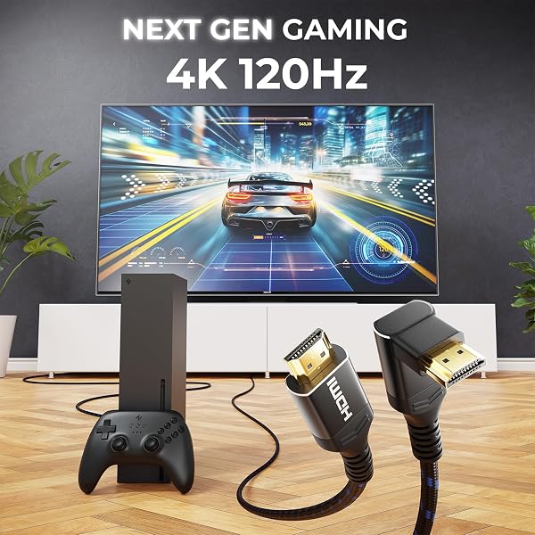 deleyCON 8K Câble HDMI 2.1 3,0m (angle 270°) pour TV, Moniteur, PS4, PS5, Barre de Son Dolby Atmos EARC, HDR10+ - 48 Gbps Ultra High Speed - 10K/8K@60 Hz, 4K@120/144 Hz, 2K@240 Hz - 5