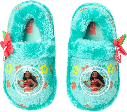 Disney Pantuflas Moana para niña - Pantuflas mullidas de felpa Princess Moana (niñaniña)