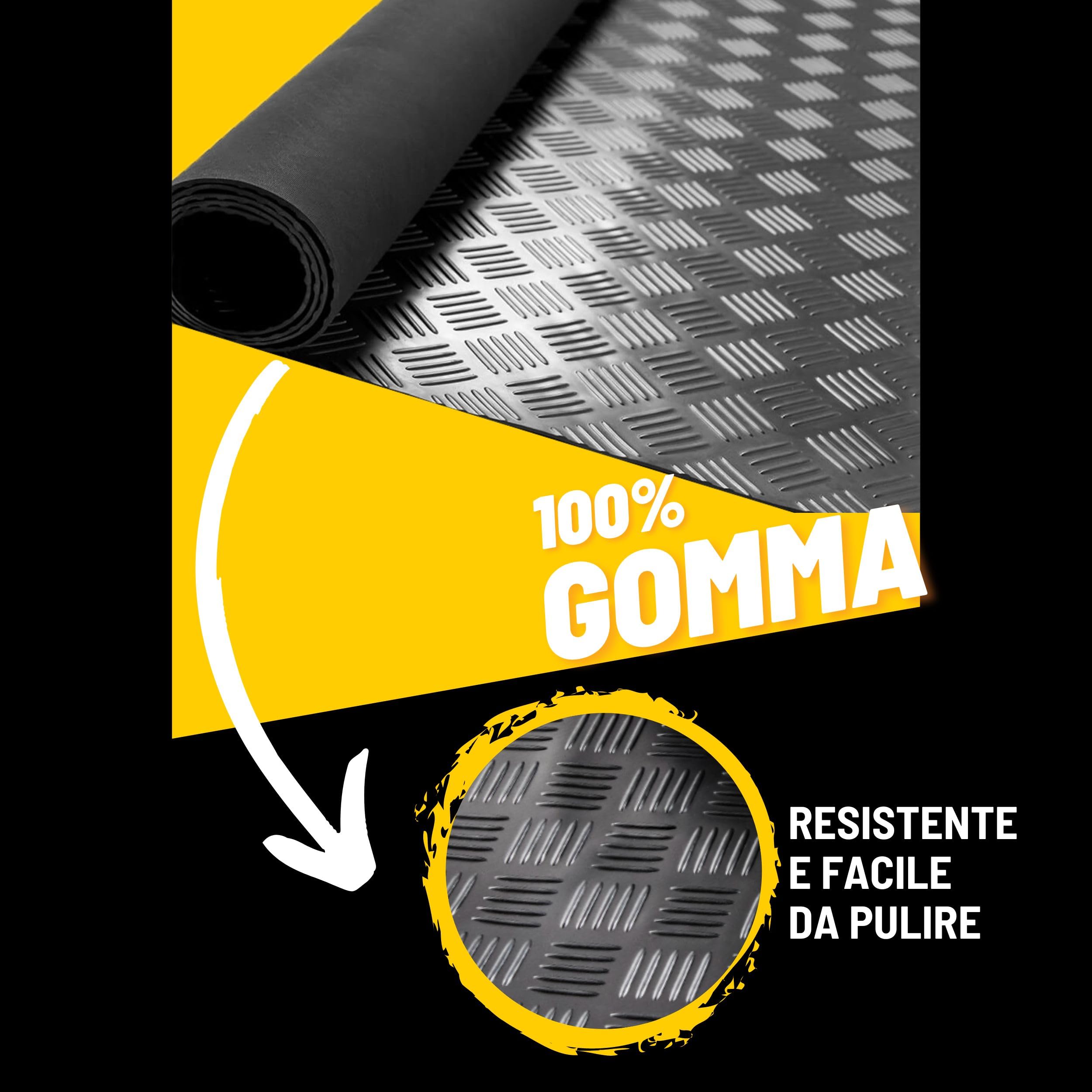 Tappeto Gomma Antiscivolo Mandorlato 1,2 x 3 m - Tappeto per Fiere, Esposizioni, Magazzini e Garage - Tappeto per Pavimento in Gomma Antiscivolo - Tappeti di Gomma a Metro