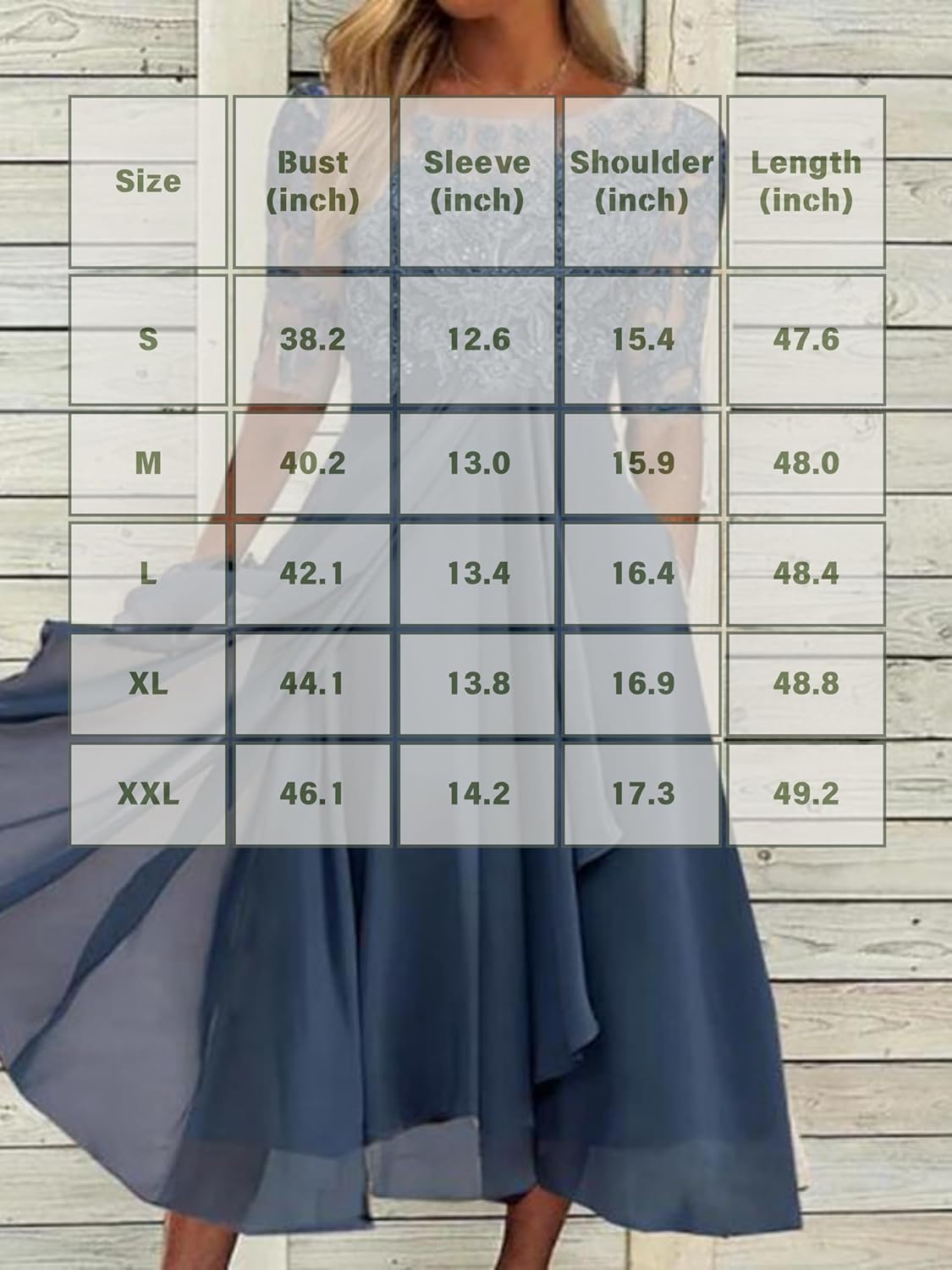 OSCORP Womens Lace Chiffon Midi Dress 2026 Spring, Elegant 1/2 Sleeve Wedding Guest Cocktail Party Formal Dress - Image 3