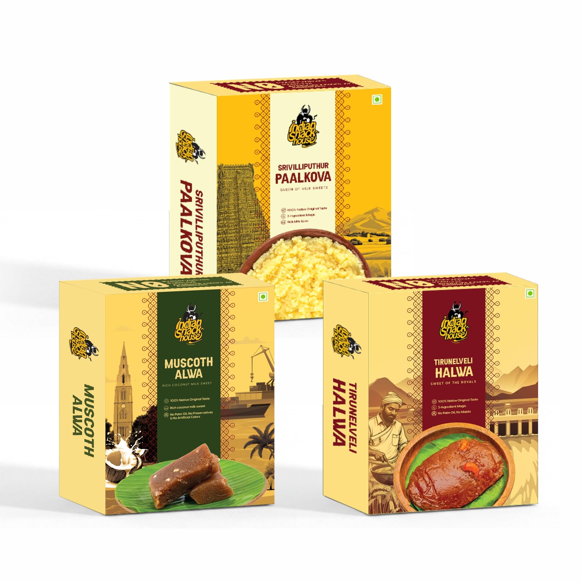 Indian Snack House Iconic Sweets of South Gift Box, Palkova, Ghee Halwa and Coconut Milk Muscoth Halwa, 400g-image-47