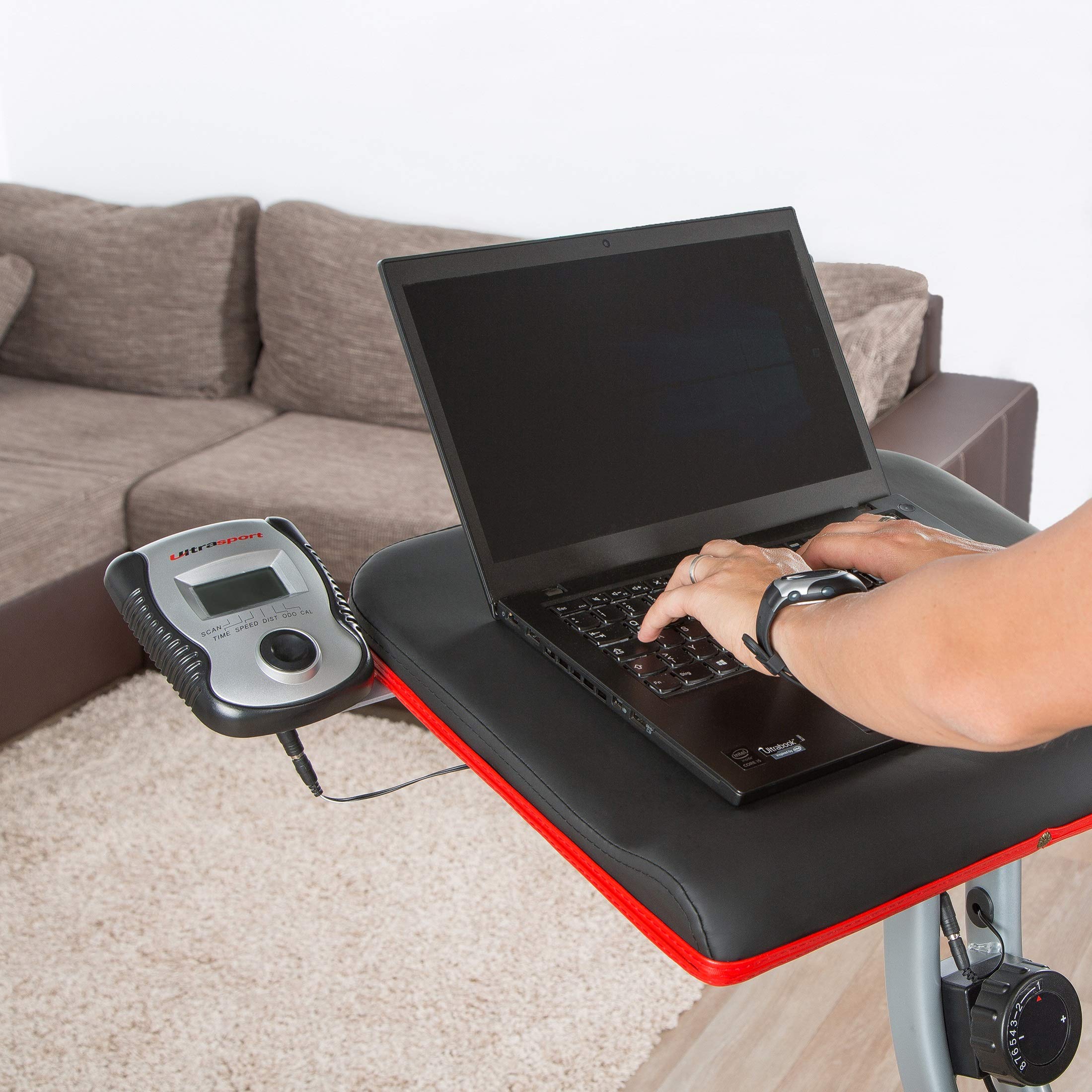 Ultrasport Rower Biurkowy, rower biurkowy, biuro domowe, duże biurko, uchwyt na tablet, składany