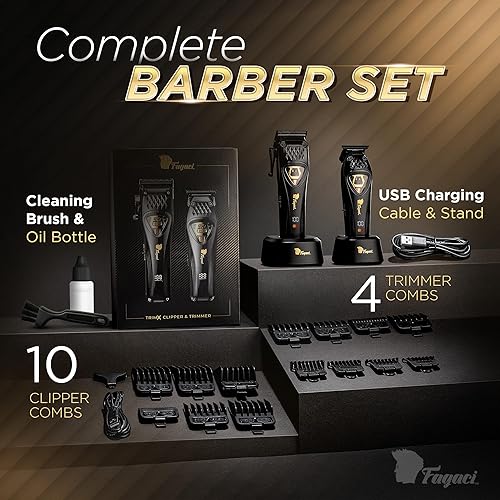 Miniatura 6 de Fagaci Cortapelos profesionales para hombres con cuchillas DLC y motor vectorial de alto par, juego de cortapelos y recortadoras de barbero cero