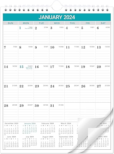 Calendario 2024 Calendario de pared con pantalla de 3 meses (plegado en un mes), 11.3 x 26 pulgadas (cuando está abierto), enero de 2024 a