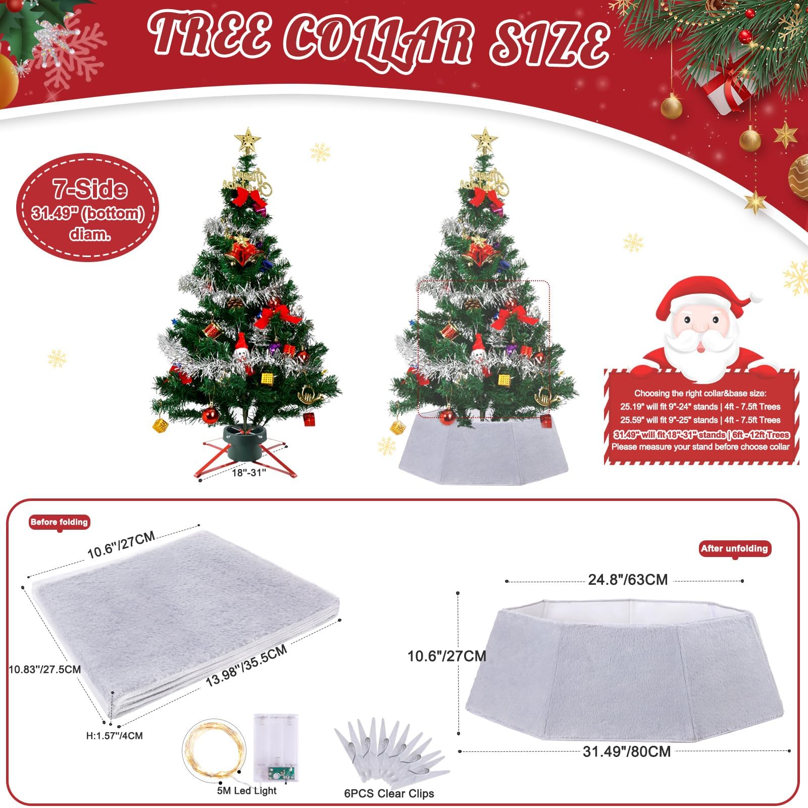 Jupe Noël Réutilisable Jupe De Sapin Noël En Fausse Fourrure Blanche - 78cm - Décoration Neigeuse Jupe Sapin Noël Fourrure Blanche