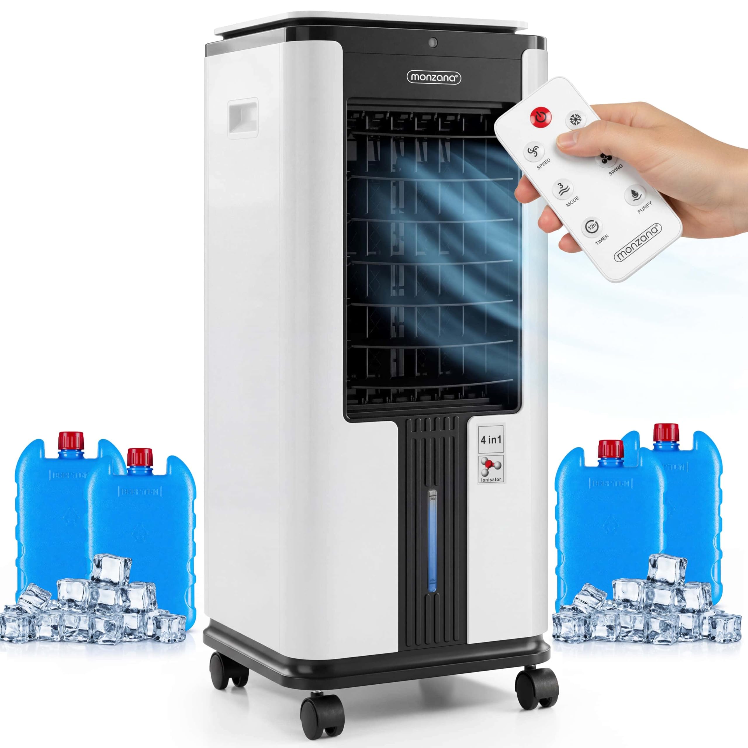 MONZANA® Rafraîchisseur d'air mobile 7L 4en1 télécommande 3 vitesses Ventilateur ioniseur humidificateur purificateur d'air