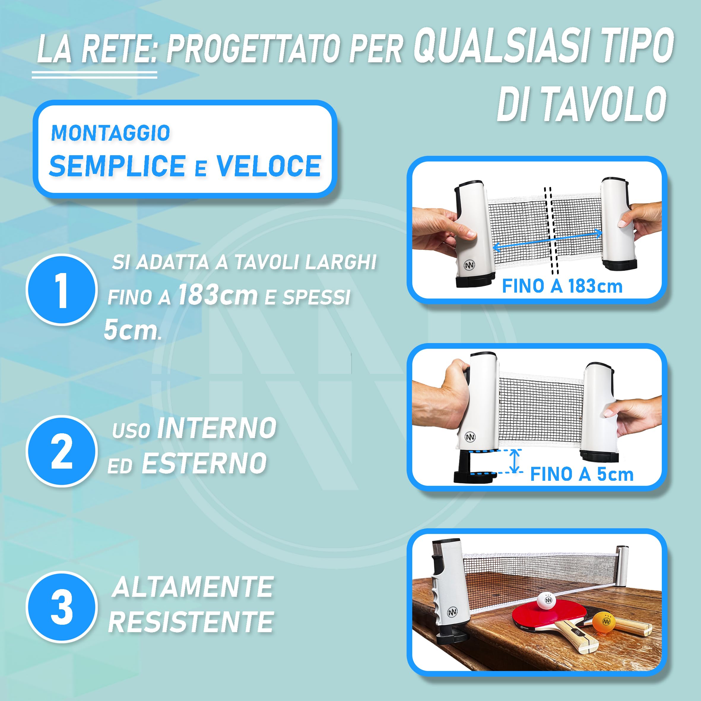 Set Ping Pong con Rete Estensibile - Pale Ping Pong Professionale - Palline Pong 3 Stelle - Rete Ping Pong Regolabile Tavolo - Ping Pong Set Portatile