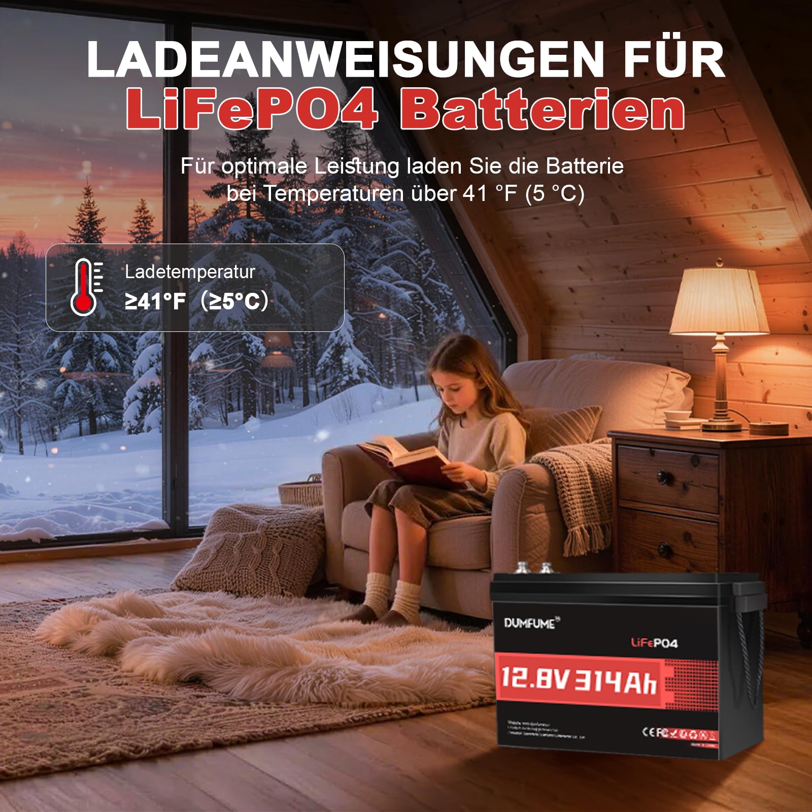 LiFePO4 12V 300Ah (314Ah) Lithium Batterie | 4019Wh 200A BMS Solarbatterie 12V mit Tieftemperaturschutz, Ideal für Wohnmobile, Solaranlagen und netzunabhängige Systeme