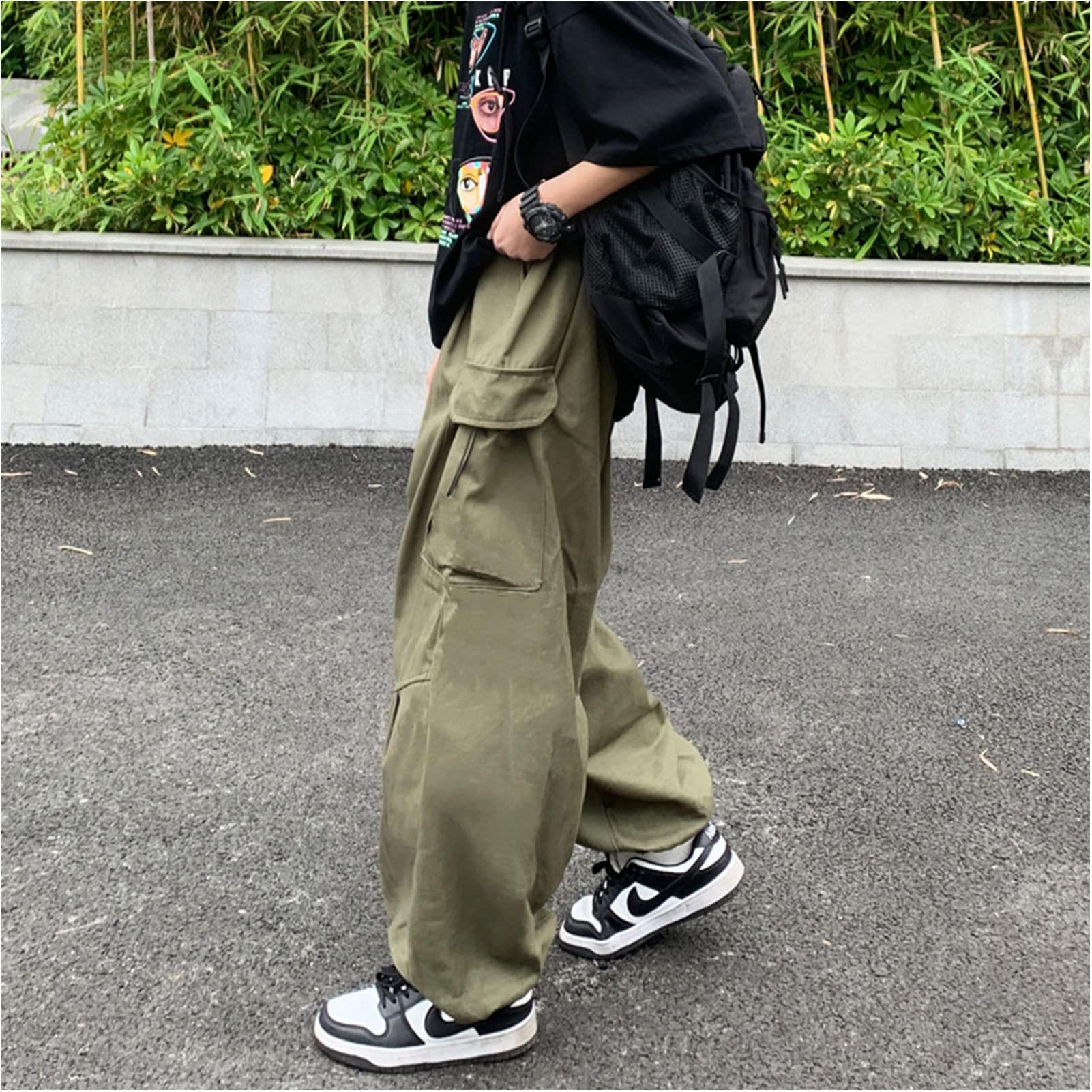 FantasyGears Y2k Baggy Cargo Pants Men Gothic Parachute Pants Streetwear Casual Aesthetic Sweatpants Pants with Pockets