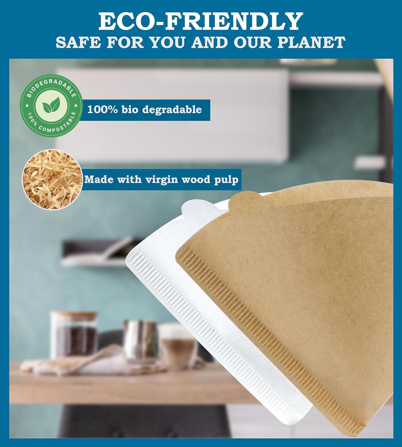 فلاتر قهوة V60 مخروطية بيضاء من ميبرو، 100 قطعة فل...