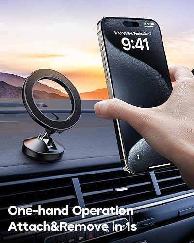 Miniatura 7 de Actualización 2024 para tablero MagSafe de montaje de automóvil rotación de 360 todo de metal imanes más fuertes Soporte magnético para teléfono