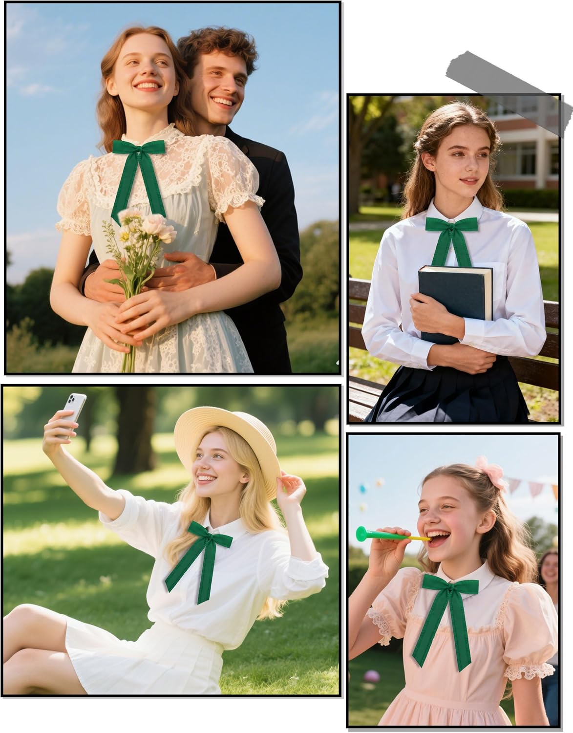 Western Bow Ties for Women Girls Satin Ribbon Bow Tie Pre-tied String Colonel Bowtie for Uniform Costume Party - Image 3