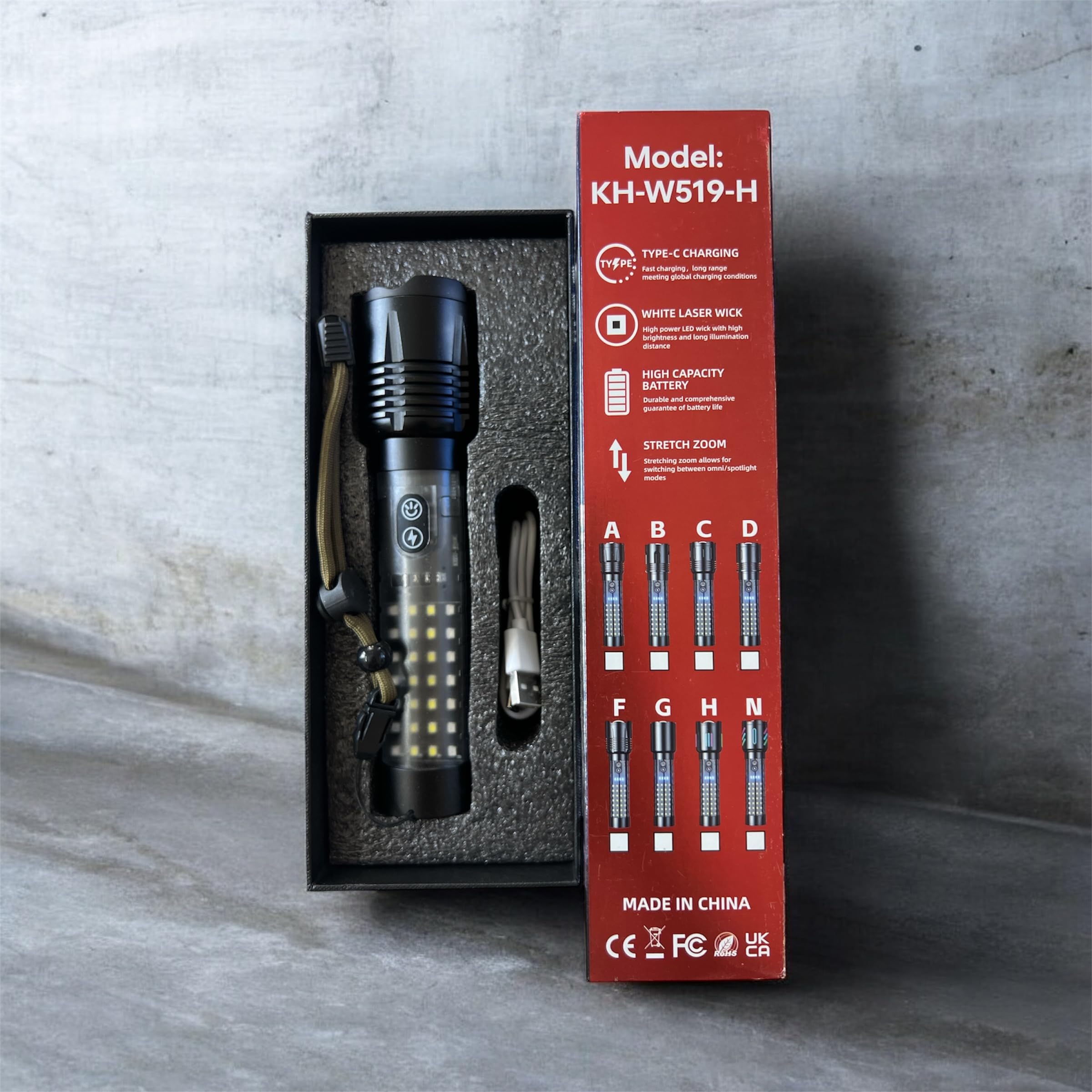 Kezu Aluminum Alloy Strong Light Flashlight, White Laser Wick