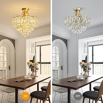 WUZUPS Crystal Chandelier Semi-Flushmount Ceiling Light