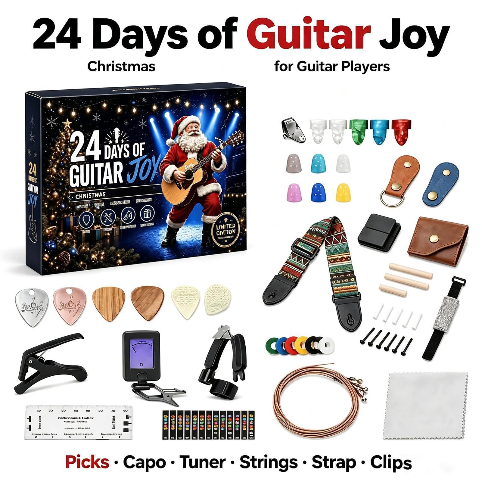 Account-Kalender mit Gitarrenplektren, Weihnachtszubehör für
