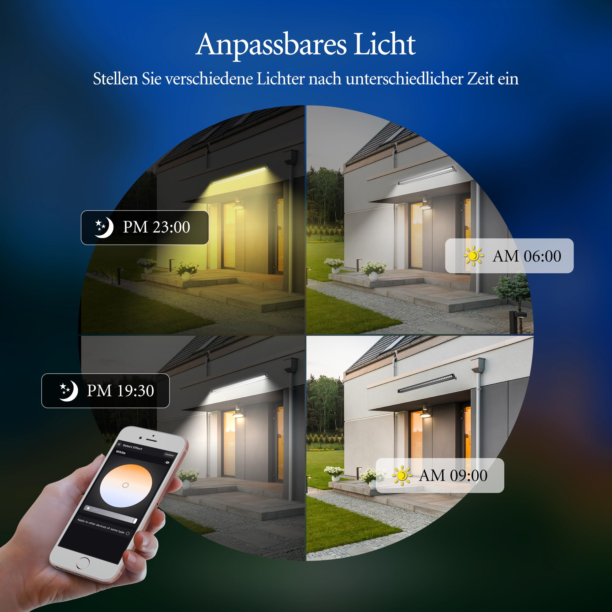 Faretto LED 50 cm 36 W Bluetooth IP66 dimmerabile 8 modalità luce festa discoteca