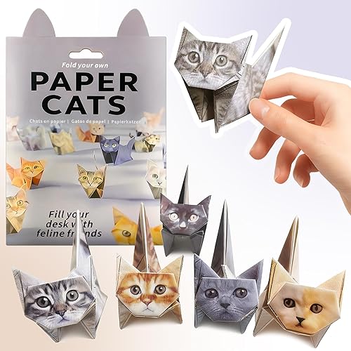 POPLOPP DIY Paper Cats Origami Kit, 50 Sheets 3D Origami