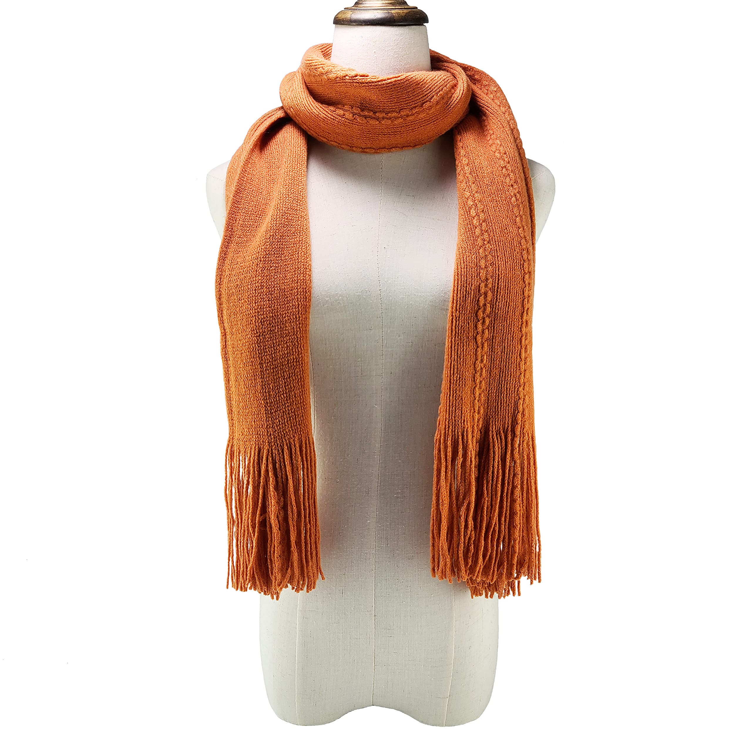 BRUCERIVER Sciarpa e guanti da donna a maglia con funzione touch screen cashmere sensazione cavo design (Orange Touchscreen)