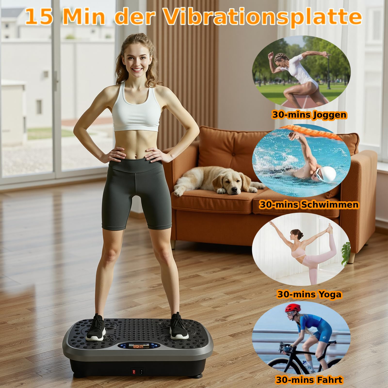 TLGREEN Piastra Vibrante, Design Compatto, 99 Livelli, 5 Programmi di Allenamento, con Bande di Resistenza, Touch Screen e Telecomando, Fitness Pedana Vibrazioni, Tavola Vibrante per Casa