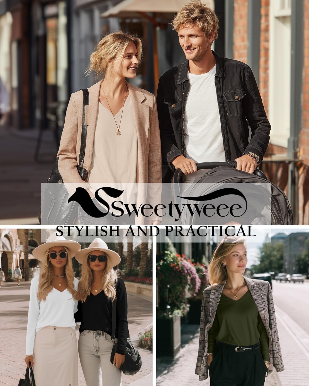 4 Pack Women's Long Sleeve Nursing Shirts with Hidden Zipper V Neck Breastfeeding Clothes Maternity Loose Fit Tops - Image 6