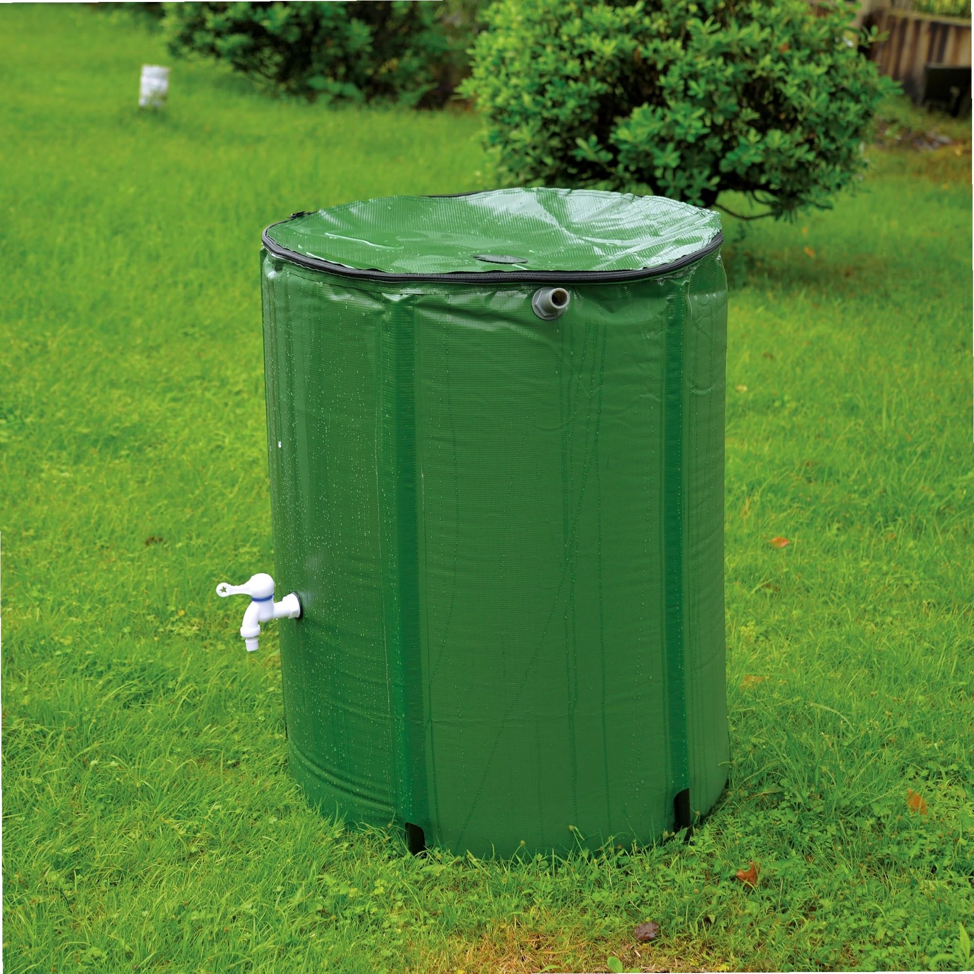 WERKA Pro, Zbiornik wody deszczowej z kubkiem 500 L z wytrzymałego PCW, przyjazny dla środowiska i ekonomiczny, idealny do ogrodu, w zestawie z akcesoriami, zielony, 500 L