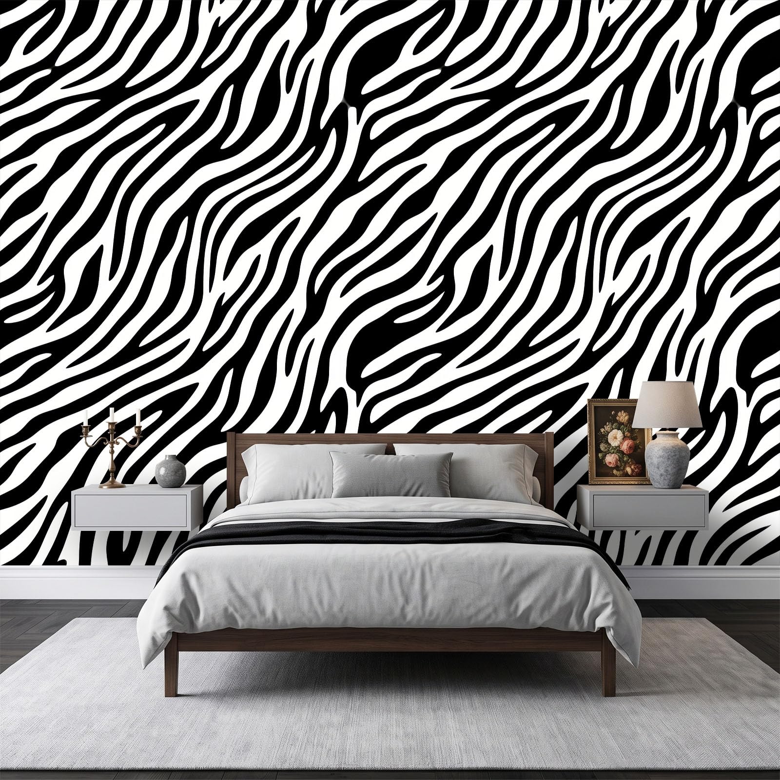 3D panoramiczna fototapeta klasyczny nadruk zebra paski 300 x 210 cm mural