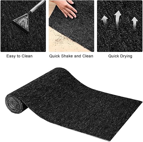 Miniatura 5 de Tapete grande semiacabado para puerta delantera antideslizante a rayas de bienvenida de 16 x 79 pulgadas impermeable para zapatos entrada para baño