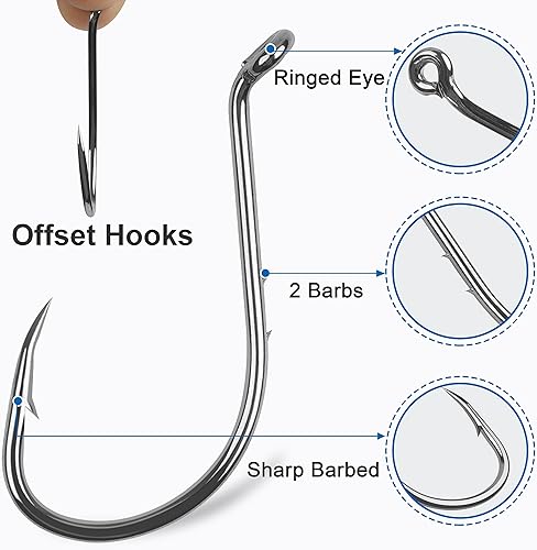 Miniatura 3 de Ganchos de pesca de pulpo, 120 ganchos de púas de acero de alto carbono, ganchos circulares de pulpo, ganchos extra afilados para agua dulce y