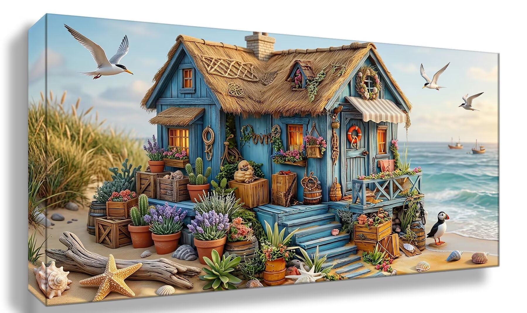 Diamond Painting Möwe Diamond Painting Erwachsene XXL Kabine, 5D Full Runder Drill Diamanten Malen Nach Zahlen, DIY Set Mosaik Bastelset Kreativ Set für Erwachsene Home Decor Wanddeko 80x160cm,Cod-709