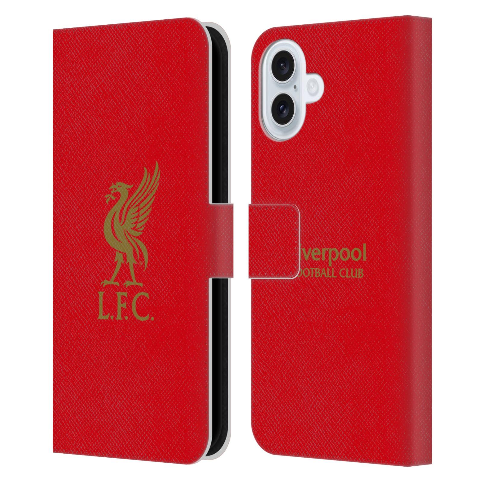 Head Case Designs Officially Licensed Liverpool Football Club Gold Logo On Red Liver Bird Leather Wallet Case Compatible With Apple iPhone 16 Plus