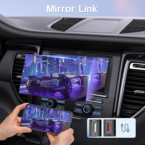 Miniatura 2 de Rimoody Radio Android de 7 pulgadas con pantalla táctil estéreo de coche doble DIN con navegación GPS, Bluetooth, WiFi, enlace espejo de teléfono