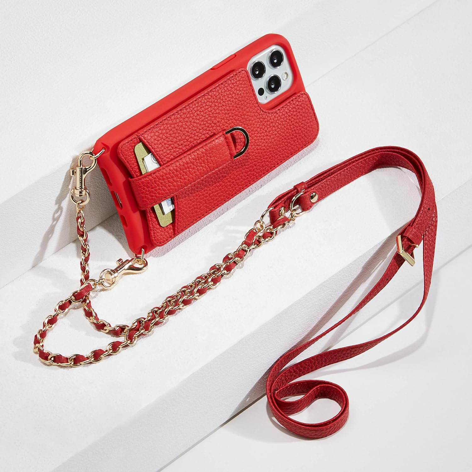 Vaultskin Victoria Leather Strap Case with Wallet for iPhone - Crossbody Clip and Go Purse for Cards and Cash