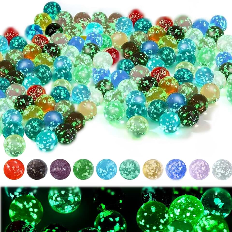 Lot De 30 Billes En Verre Pour Enfants : 25 Colorées + 5 Phosphorescentes (Glow In The Dark)