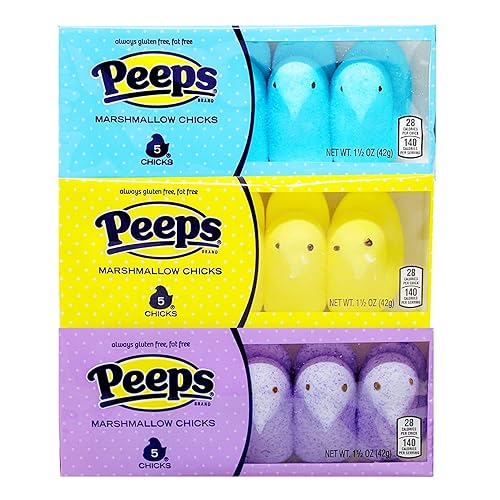 Peeps - Caramelos de malvavisco, paquete variado de pollitos amarillo, azul, morado, para fiestas de cumpleaños, revelaciones de género, fiestas de