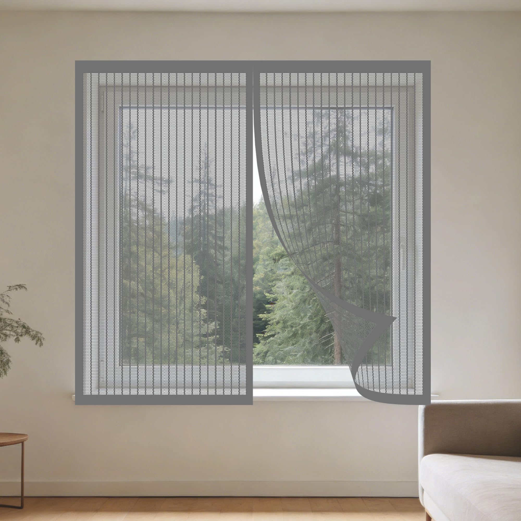 Magnetic Window Fly Screens Windows 170 x 170 cm Selfadhesive Tape Mosquito Net Window Insect Screen Mesh Custom Size for Windows Doors and Patio Screens, Grey