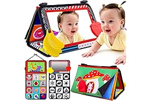 Baby Tummy Time Toys with Mirror, Books, Teethers - For 0-12 Months...