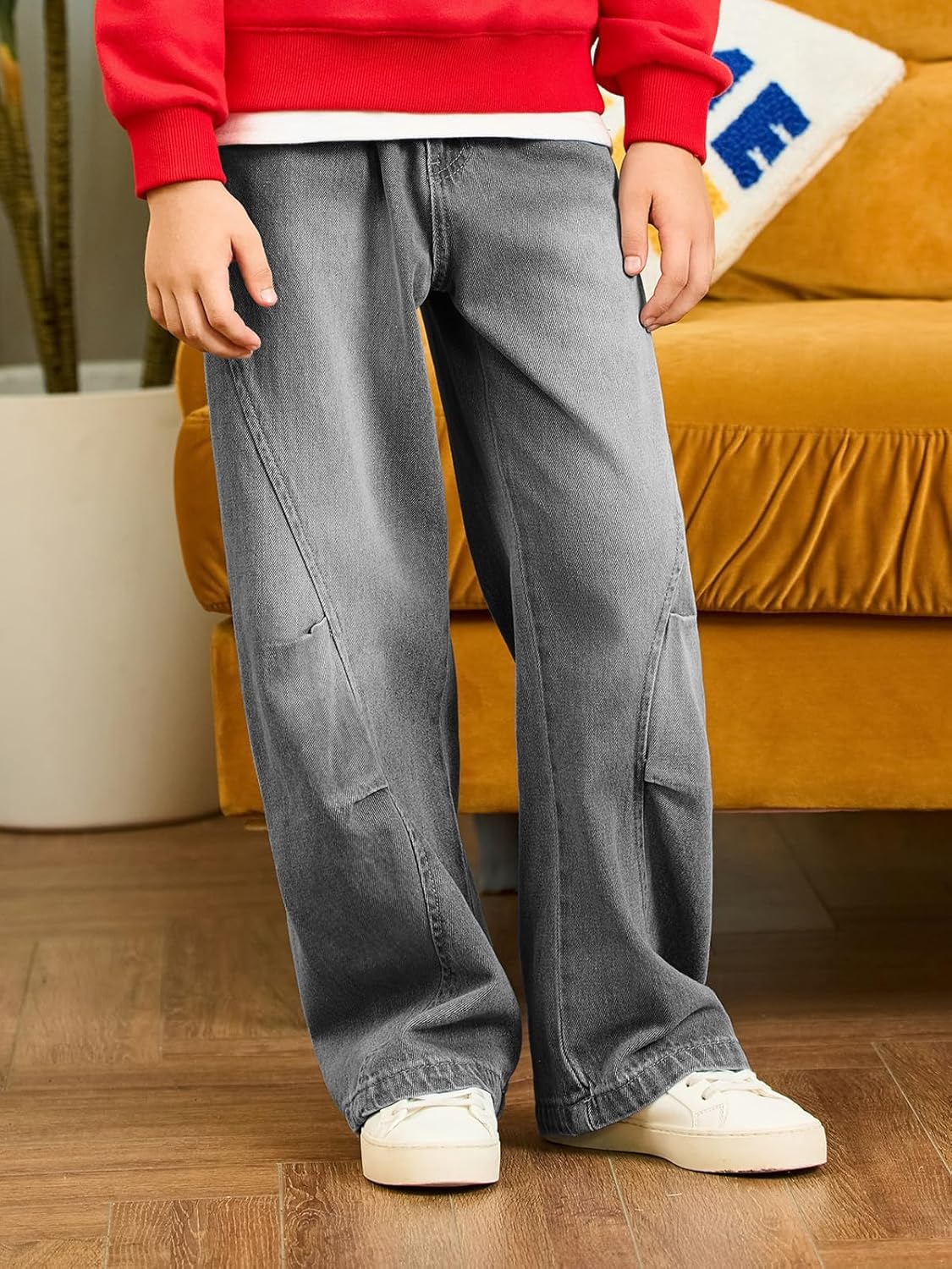 Haloumoning Boys Cargo Jeans Kids High Waisted Baggy Pants Casual Demin Pants with Multi Pockets 5-14 Years - Image 3