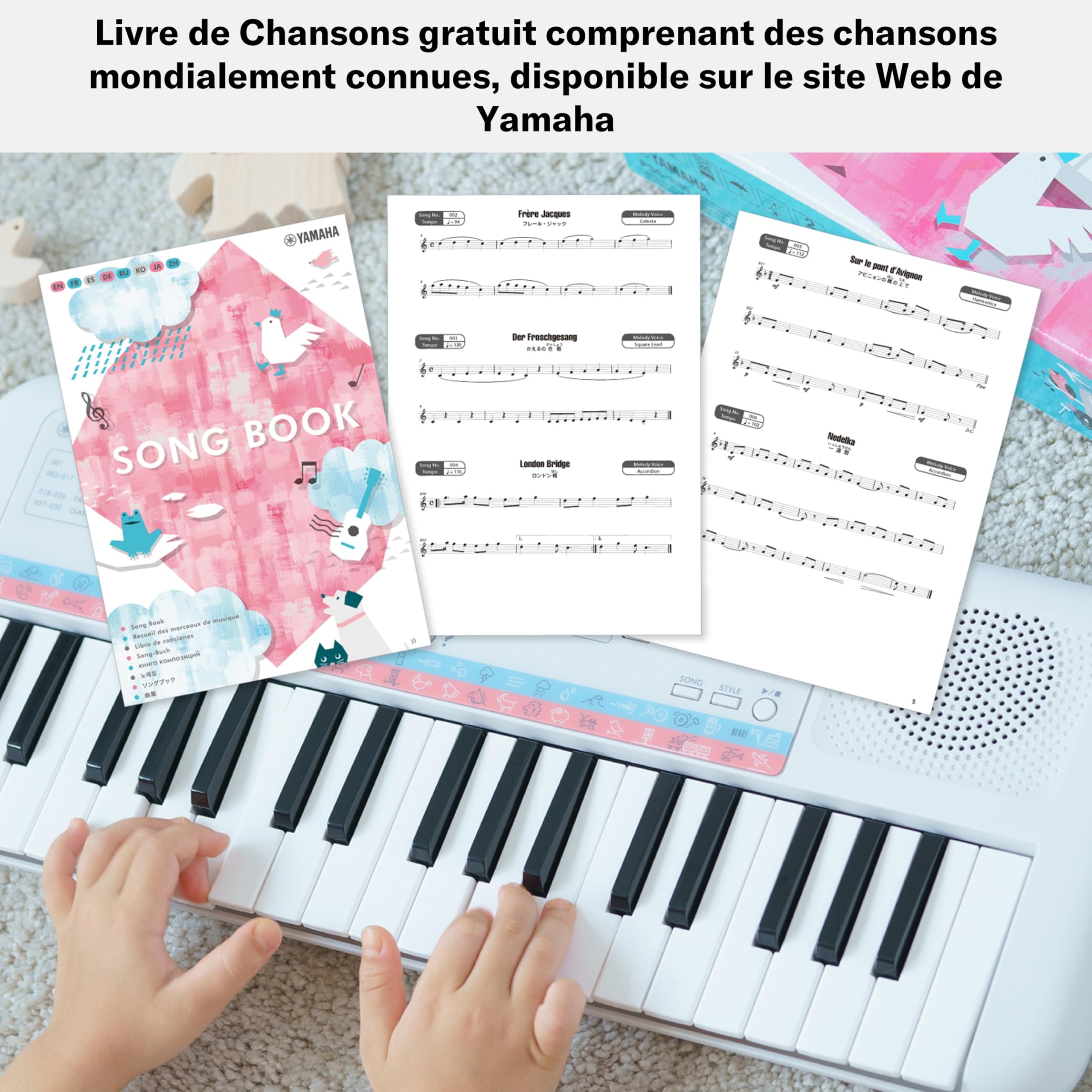 Yamaha Remie PSS-E30 – Clavier Mini Touches – Clavier d'initiation léger et portable pour enfants – Avec sonorités et bruitages intégrés – Blanc
