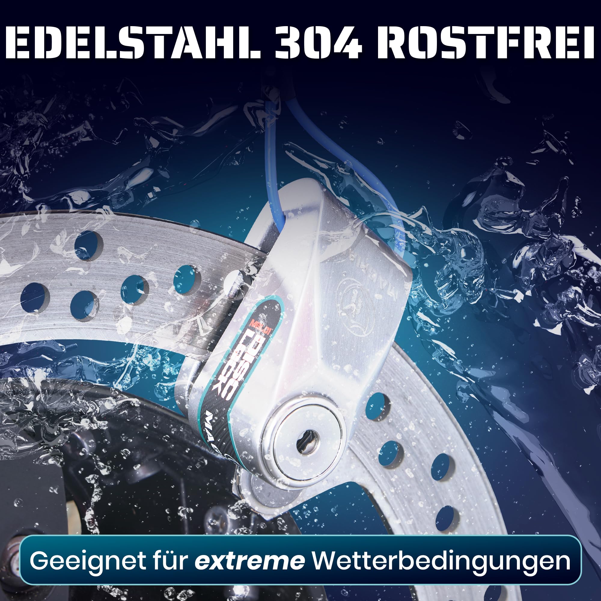Magmaus Motorrad Bremsscheibenschloss | 304 Edelstahl Hochsicher | Mit Erinnerungskabel